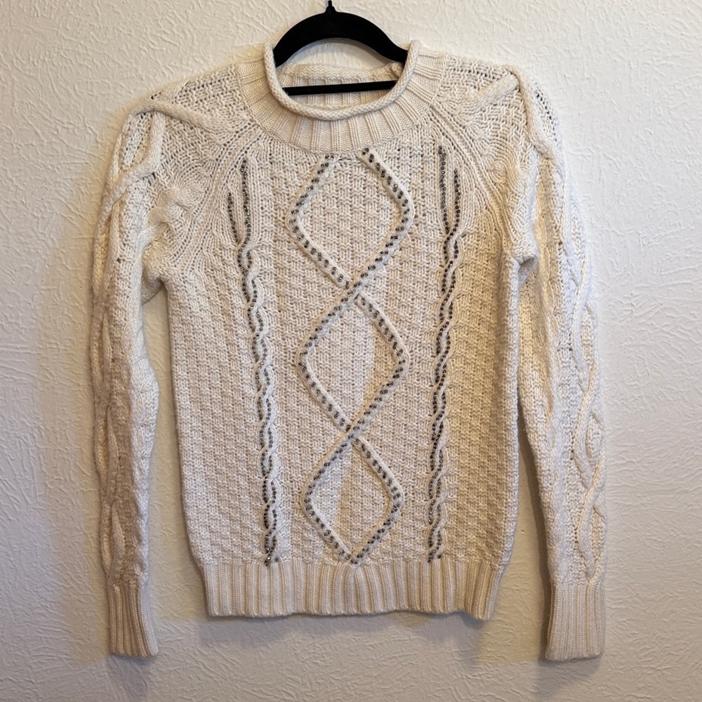 💋💋💋BOGOHO💋💋💋J.Crew Classic Cream Cable Knit Sweater-Small